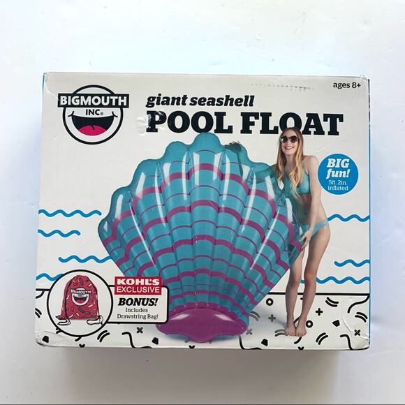 BigMouth Giant seashell pool float toy NEW in BOX (untested) 62"x8"x60" - Picture 1 of 7